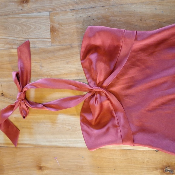 BCBGMaxAzria Halter Maxi Satin Dress Brick Red Size XS - Picture 3 of 10